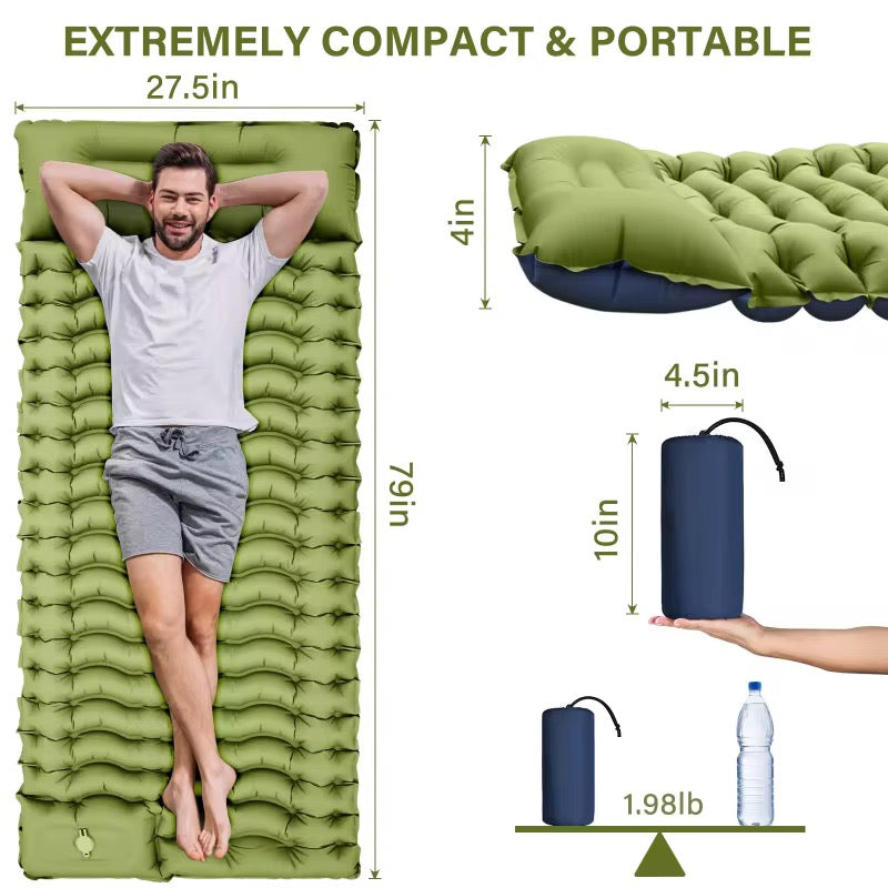 Camping inflatable sleeping Mat built-in pedal pump