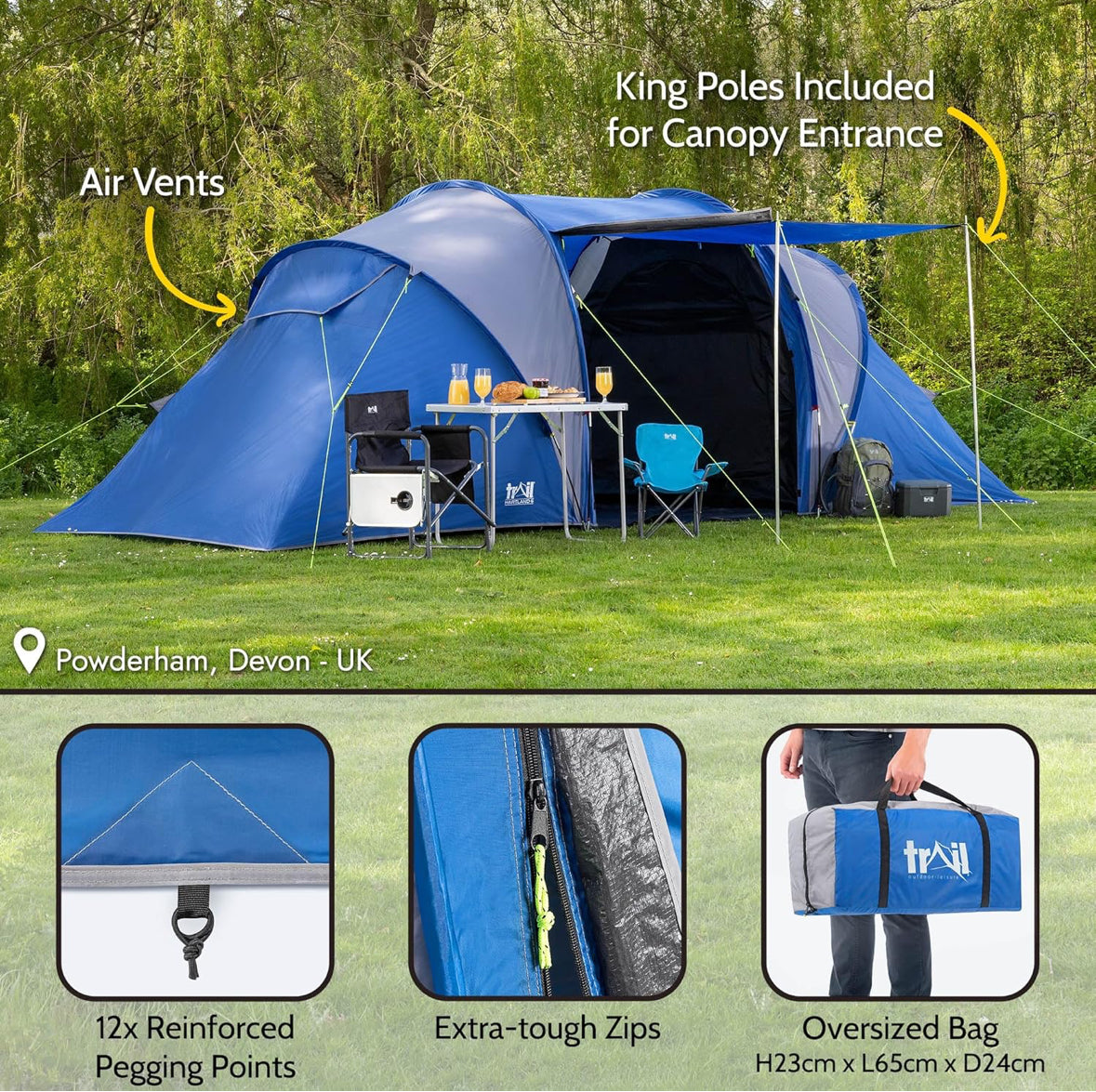 Trail Hartland XL 6 Man 2 Room Tent with Living Area
