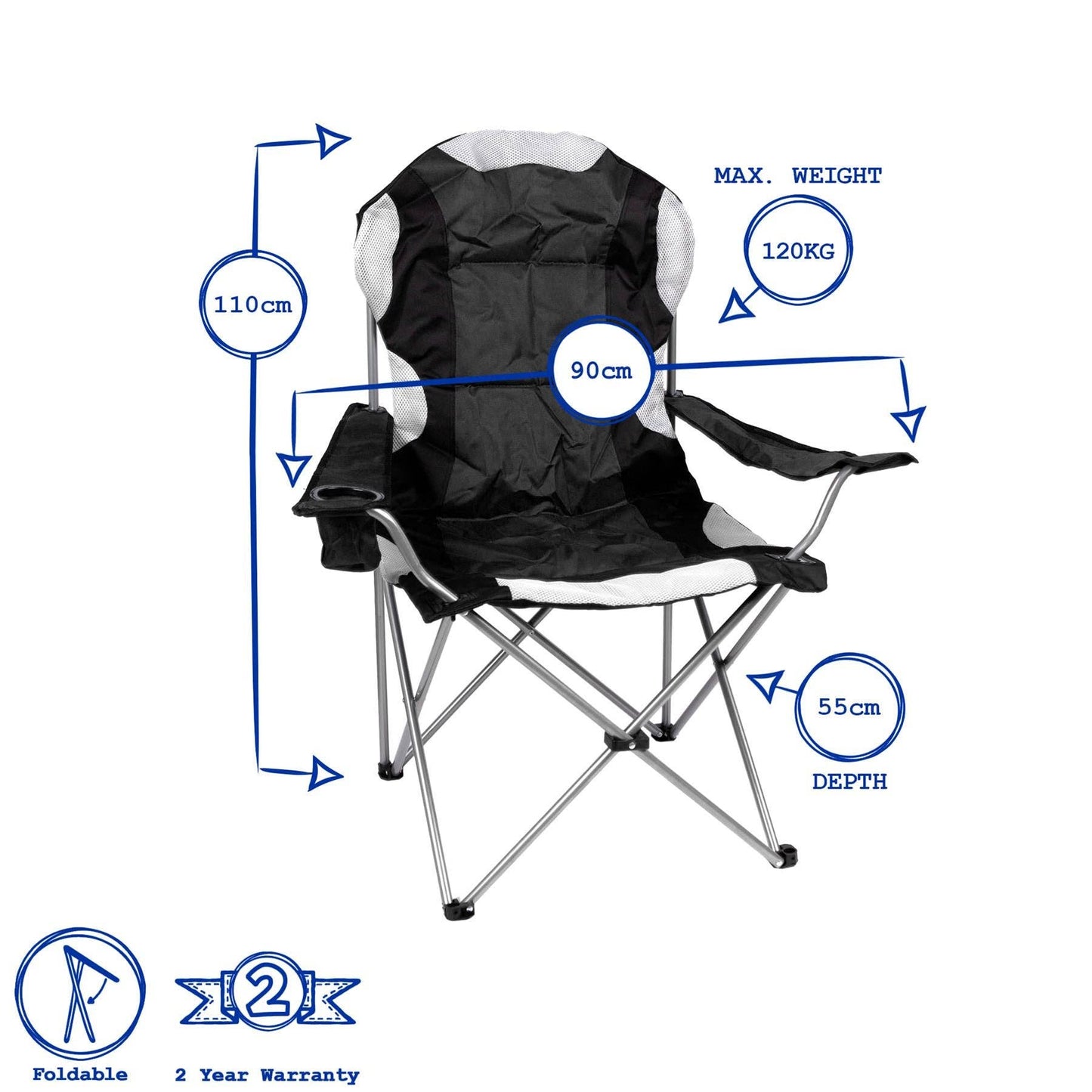 High Back Padded Camping Armchair - By Redwood: Green